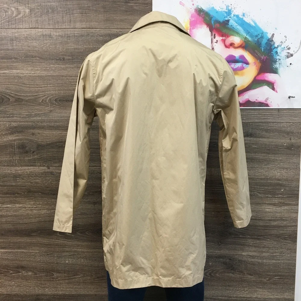 Stussy Mens Rain Long Coat Coach Jacket‎ Size L Snap Logo Lightweight Outerwear
